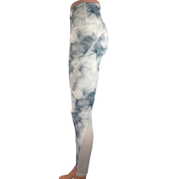 Varley Performance First Windsor White Blue Marble Print Mesh Insert Leggings S - Picture 2 of 5